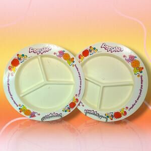 2 Vintage 1986 Popples Kids Plates Divided Dish Goodies & Good Times Go Together
